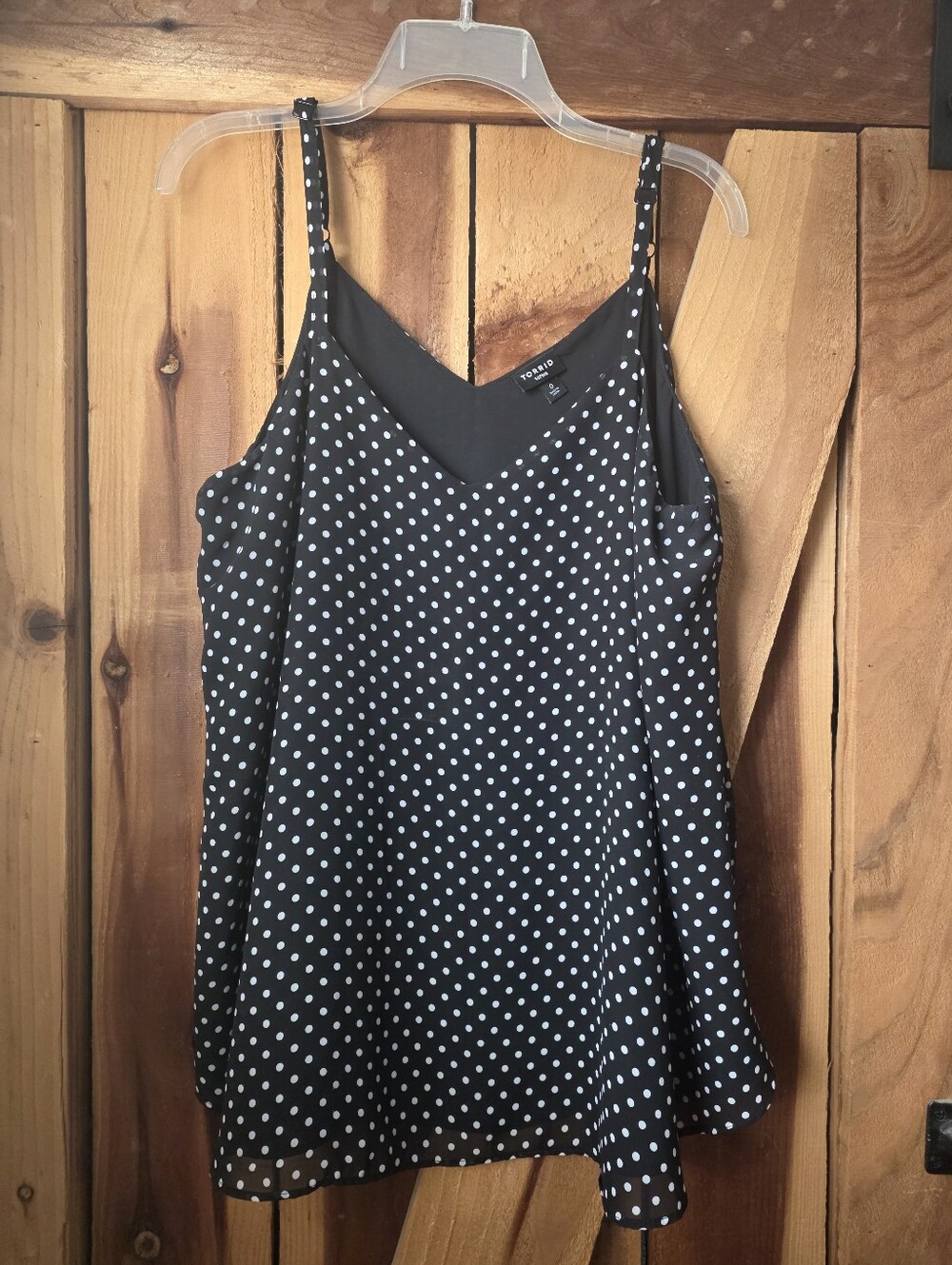 Torrid Black with White Polka Dot V-Neck Cami Top Size O